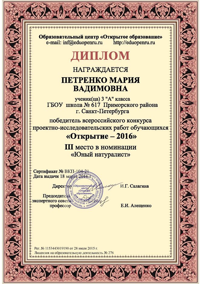 2015-2016 Петренко Мария 3а